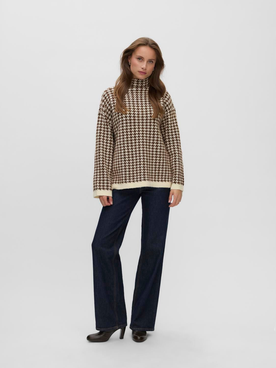 Vmcomo Ls Funnelneck Pullover Prm Grå
