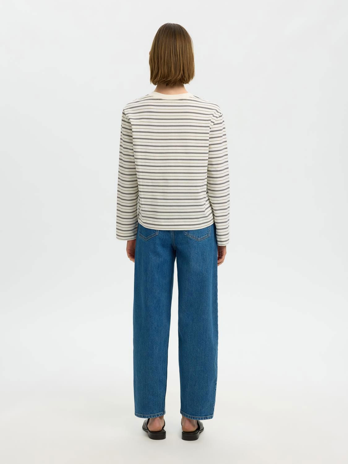 Slwessential Ls Striped Boxy Tee Noos Brun