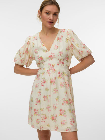 Vmbella 2/4 V-Neck Short Dress Wvn Grå