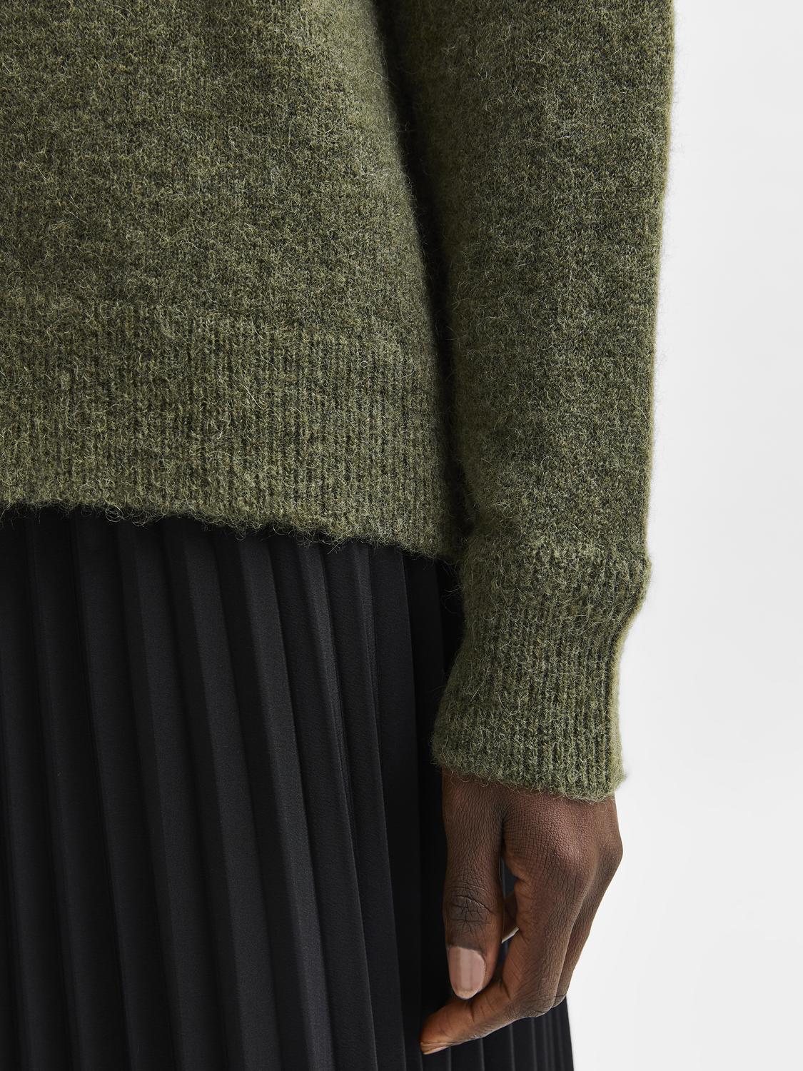 Slflulu Ls Knit O-Neck Noos Mellomgrønn