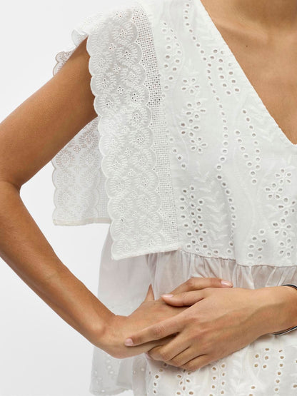 Objjovanna S/l Lo V-Neck Top 145 Hvit