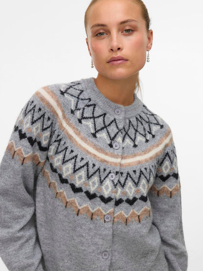 Vmtammy Ls O-Neck Nordic Cardigan Ga Grå