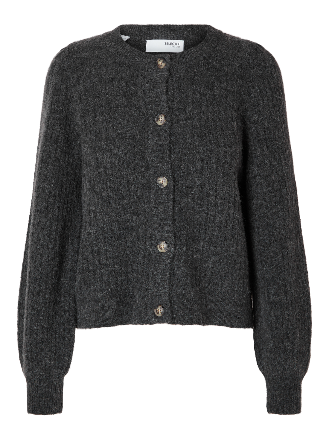 SLFLULU LS STRUCTURE KNIT CARDIGAN Volcanic Ash