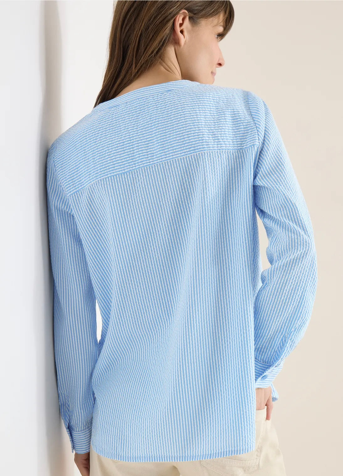 Seersucker stripe blouse Blå