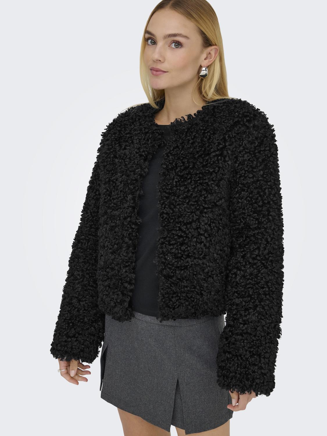 Jdyneo Faux Fur Jacket Otw Sie Sort