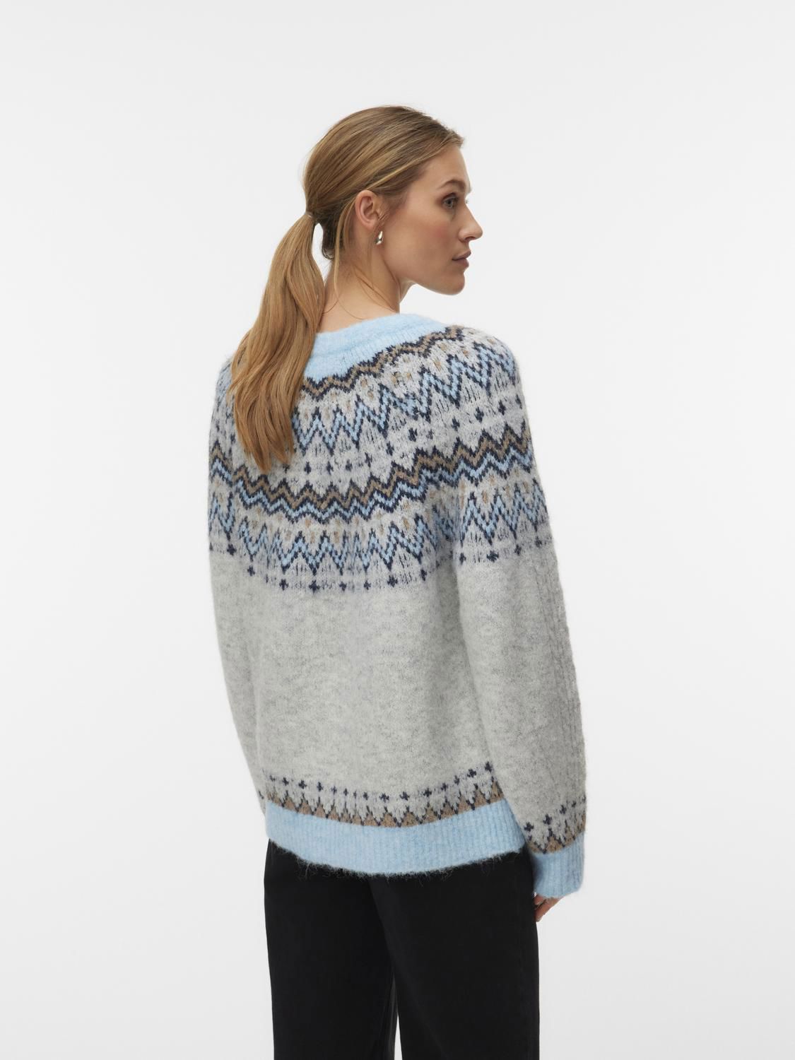 Vmjuliana Ls O-Neck Pullover Boo Grå