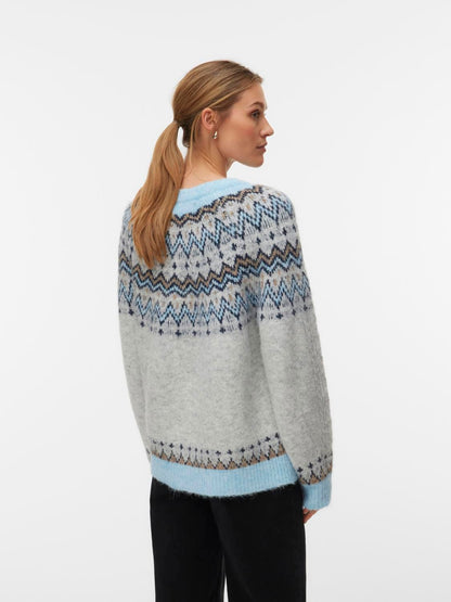 Vmjuliana Ls O-Neck Pullover Boo Grå