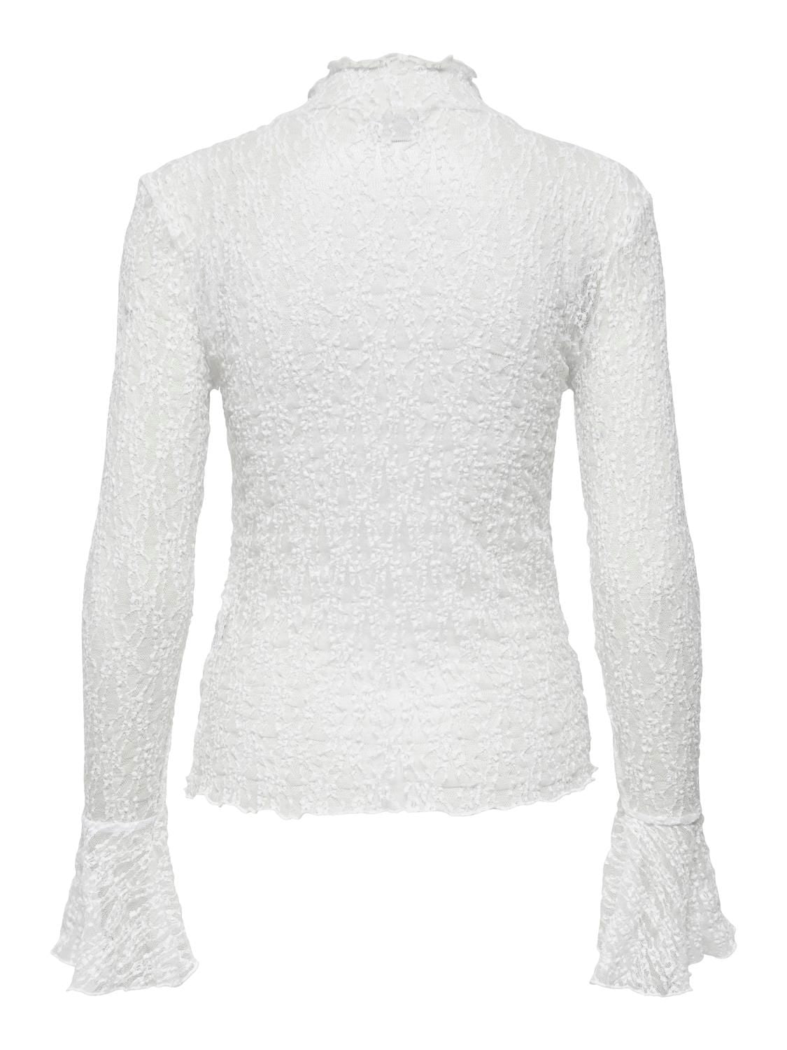 Jdylala L/s High Neck Lace Top Jrs Hvit