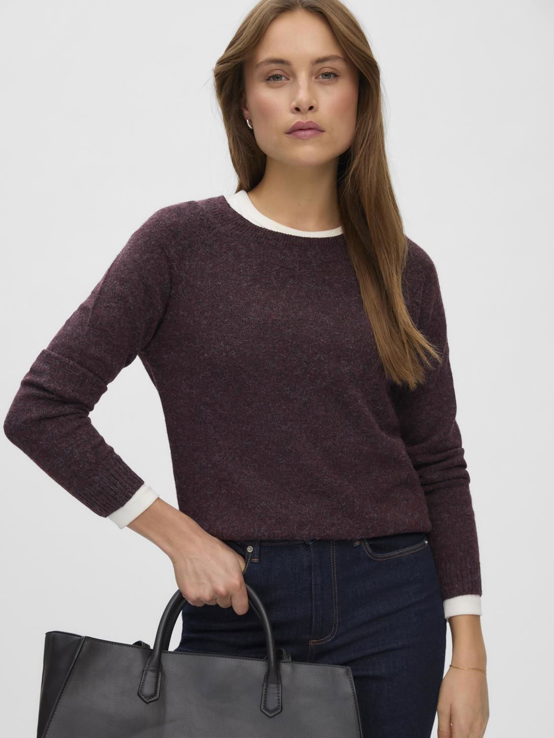 Vmdoffy Ls O-Neck Blouse Ga Noos Burgunder