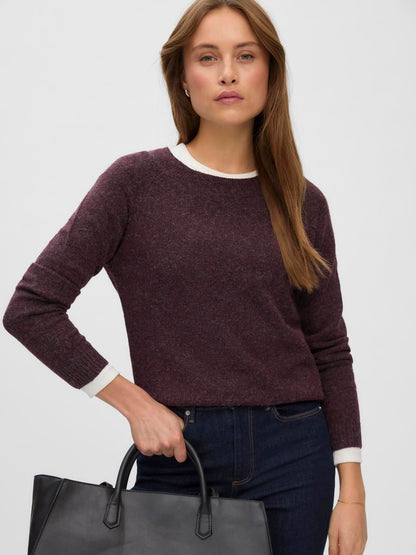 Vmdoffy Ls O-Neck Blouse Ga Noos Burgunder