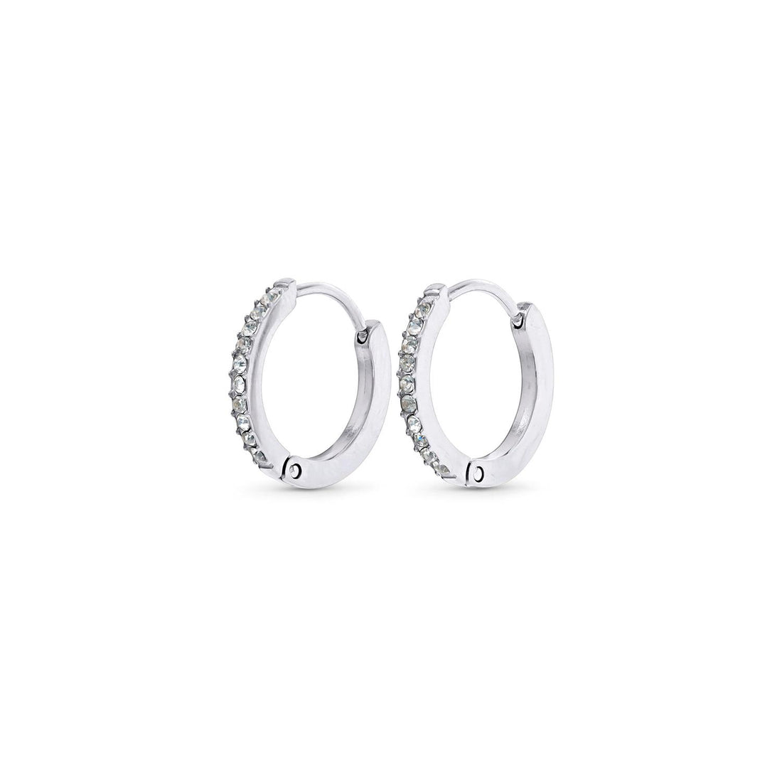 Nilea - Crystal Hoop Earrings Stainless Steel Sølv