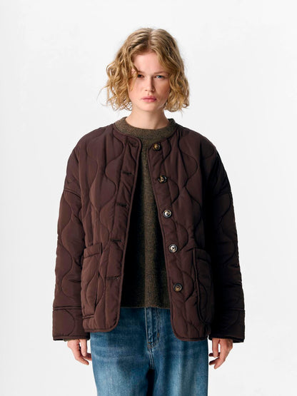 Objallie Ls Lo Quilted Jacket Noos Brun