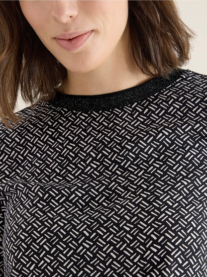 AOP viskose blouse with lurex Svart