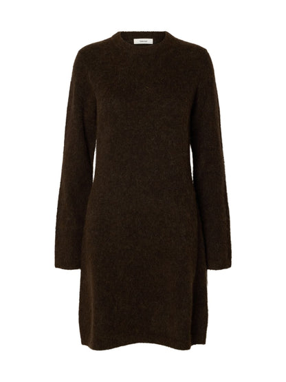 Slwlulu Brushed O-Neck Ls Dress Noos Brun