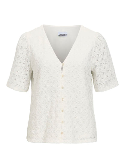 Objlaila 2/4 Re V-Neck Top Div Hvit