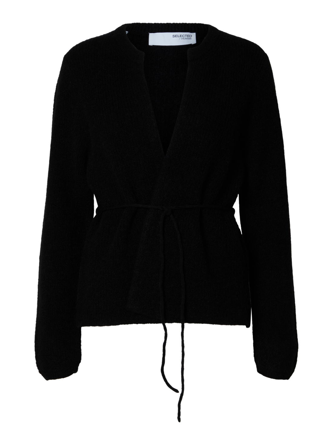 Slfsia Ras Ls Knit Belt Cardigan Sort