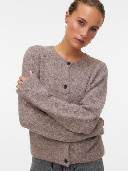 Vmnovah Ls O-Neck Button Cardi Ga Noos Brun