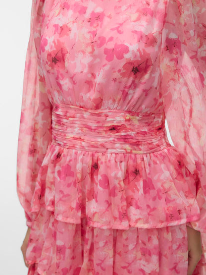 Vmsmilla Ls Short Layer Dress Wvn Rosa