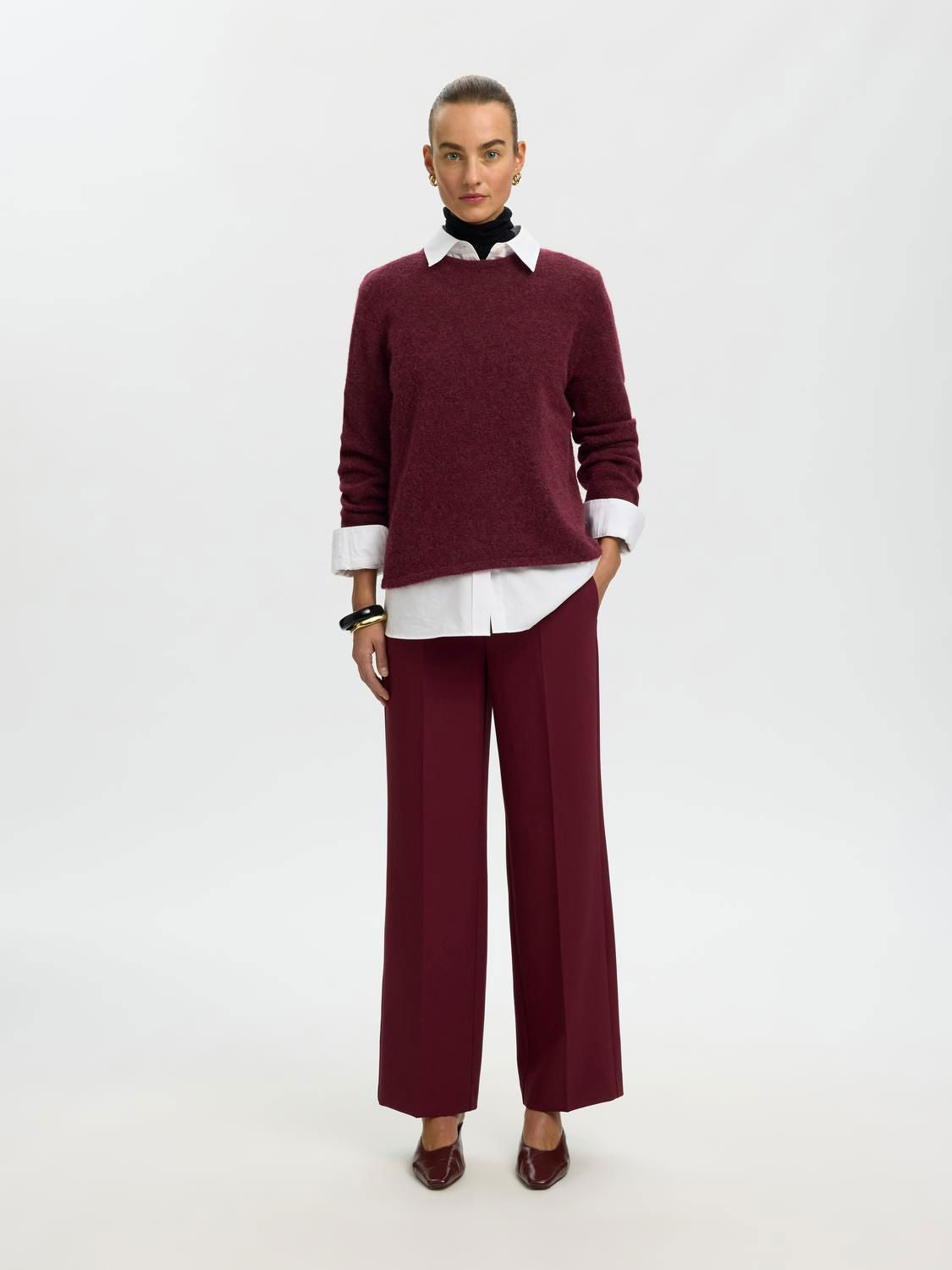 Slwlulu New Ls Knit O-Neck Noos Burgunder