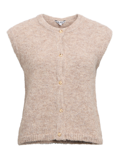 Objsaggia Re Knit Vest Cardigan Noos Beige