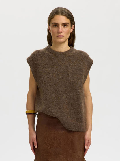 Slwlulu Sl Knit Vest Noos Brun