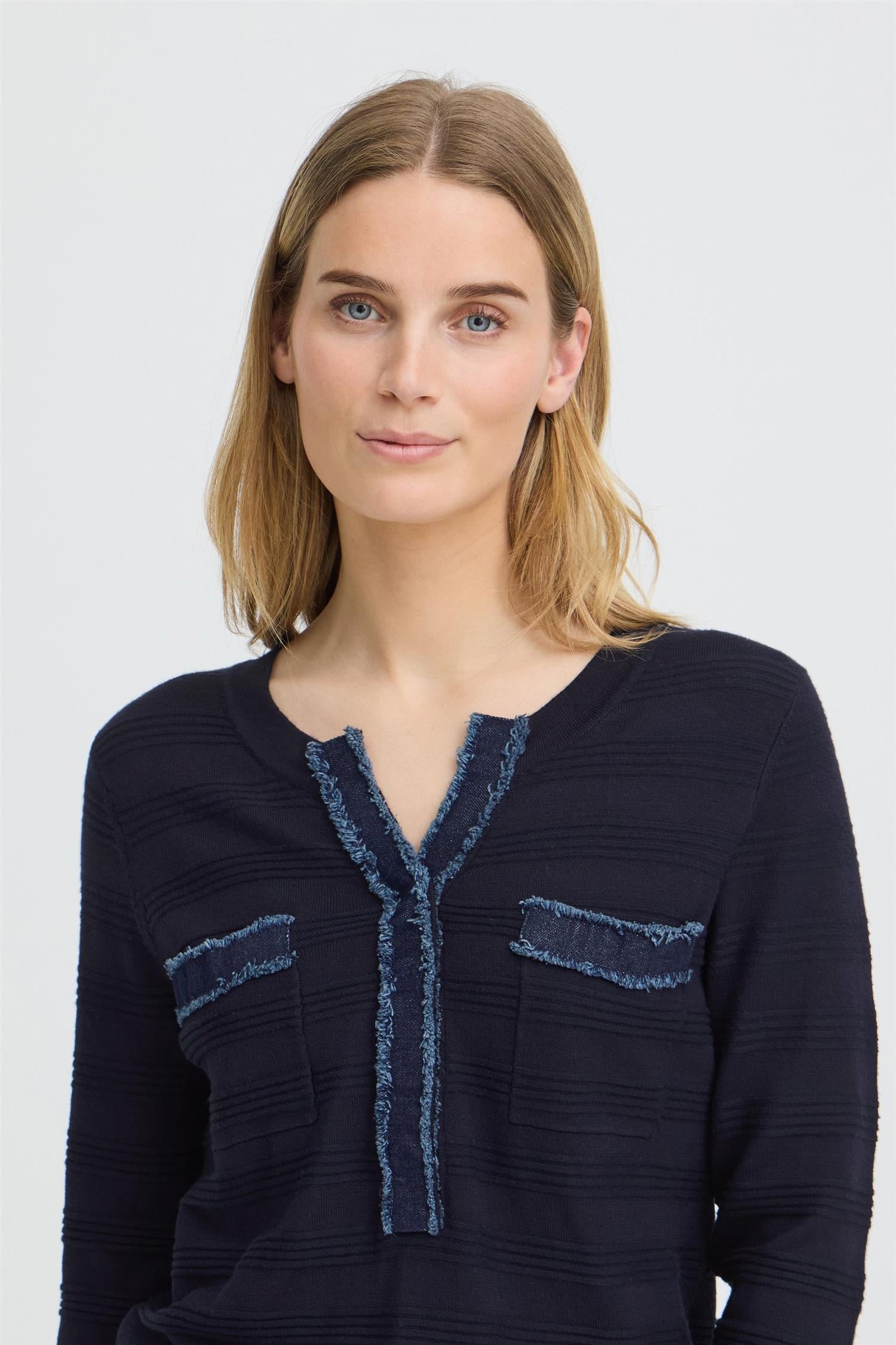 Pzsara Denim Mix Knit Blå