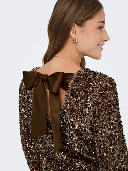 Onlconfidence L/s Sequin Bow Top Jrs Mellombrun