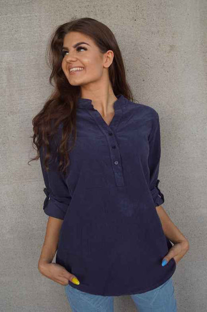 Skjortebluse Cord Jeansblå