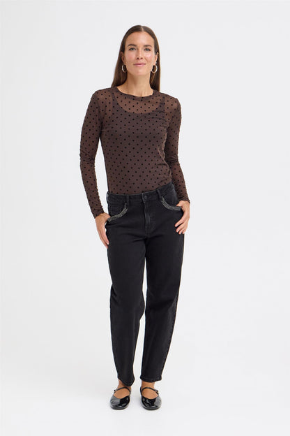 Pzfelizia Hw Jeans Tapered Leg Sort