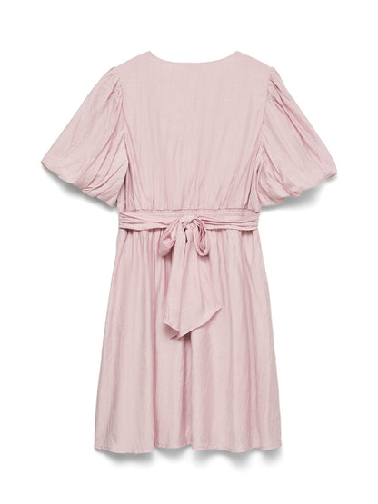 Vmbella 2/4 V-Neck Short Dress Wvn Rosa