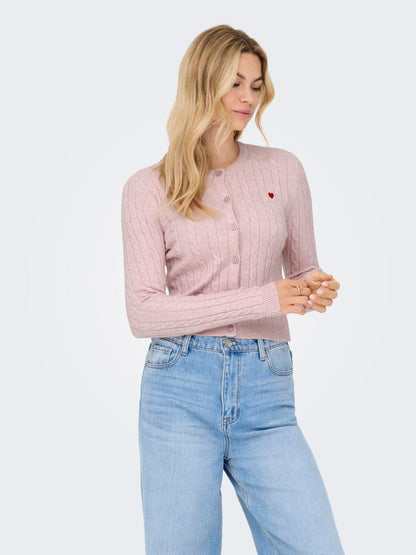 Onlkatia Ls Cable Button Cardigan Cc Knt Rosa