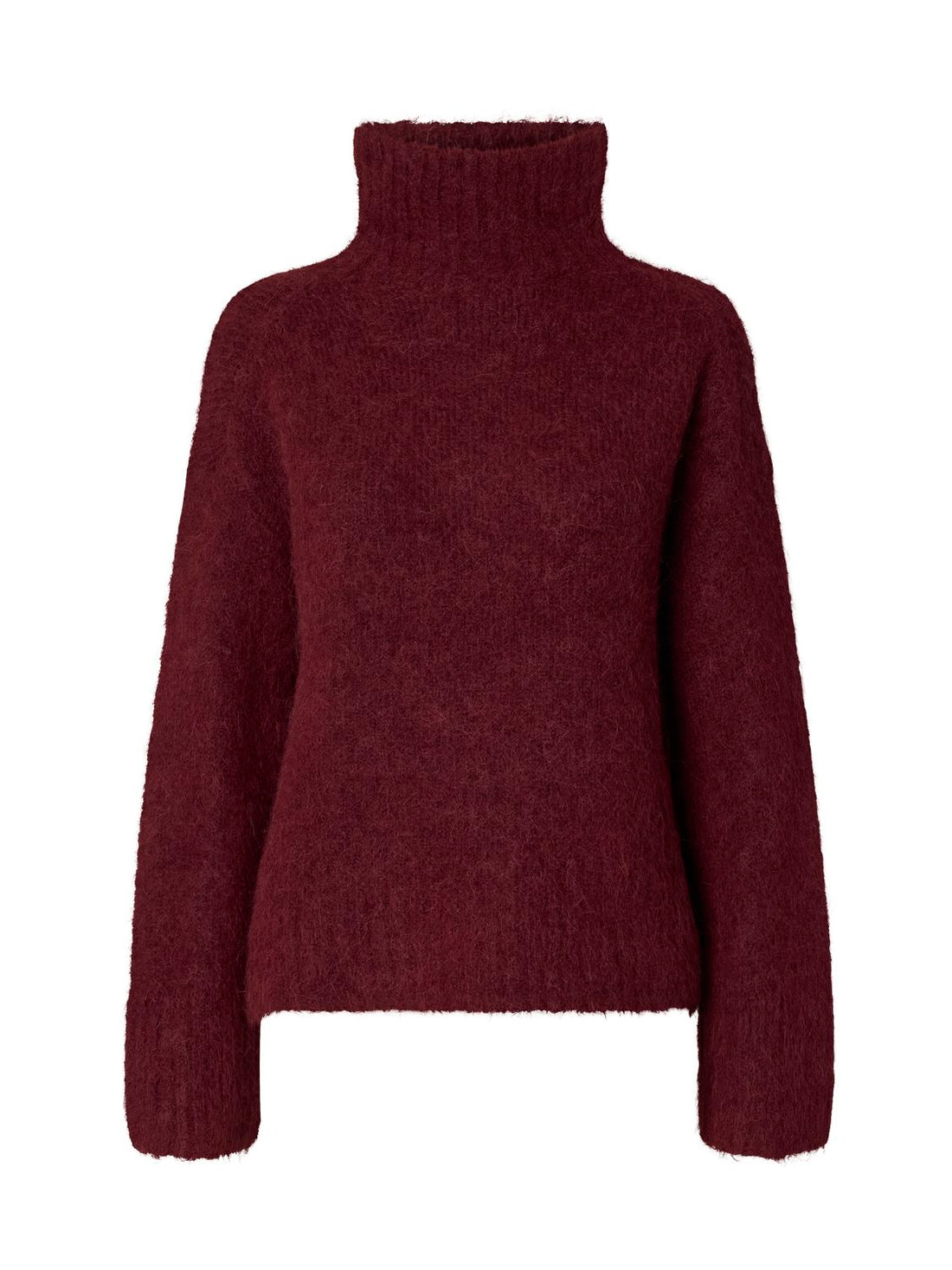 Slwgabriella Ls Knit High Neck Noos Burgunder