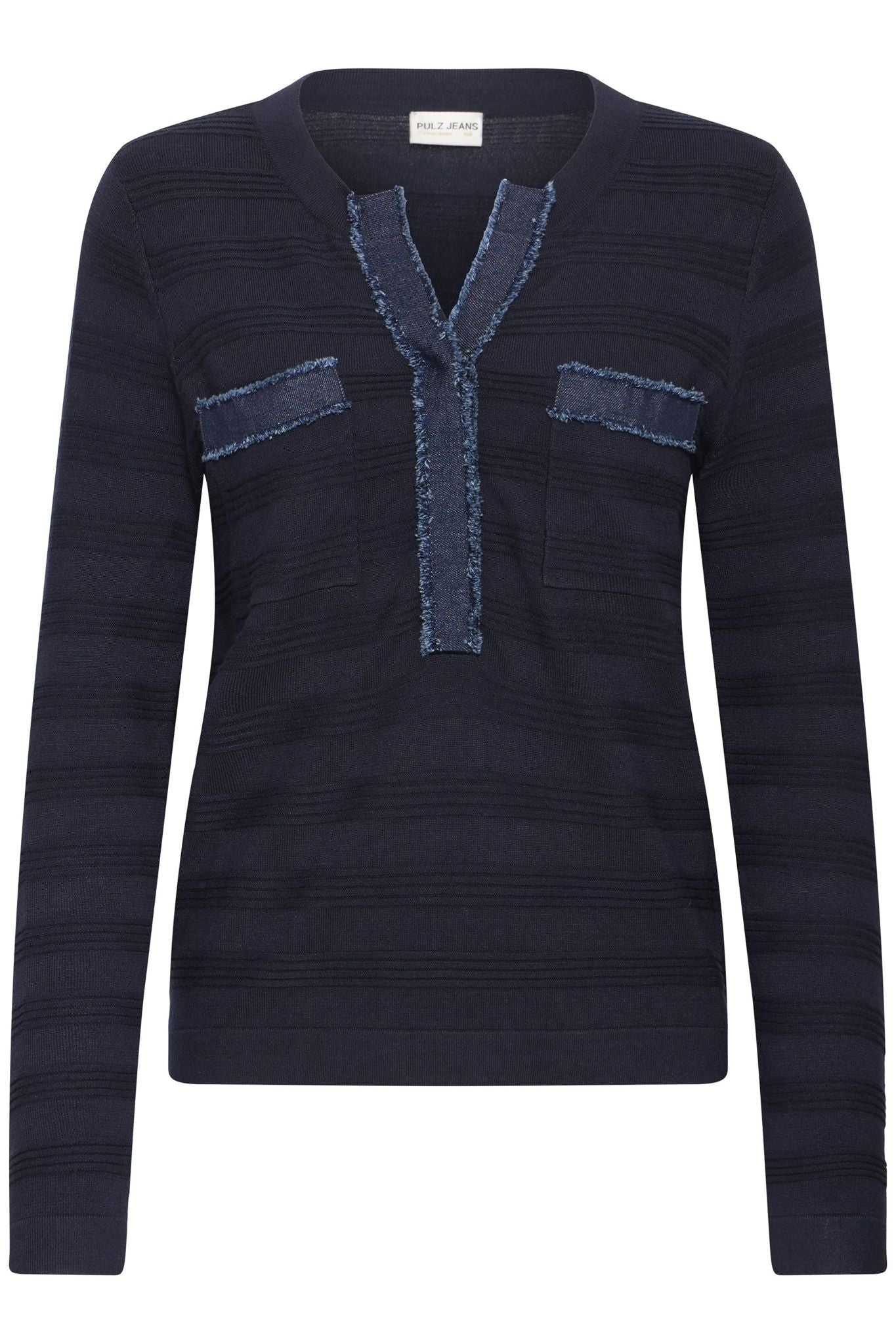 Pzsara Denim Mix Knit Blå