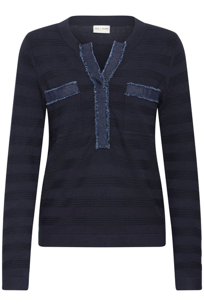 Pzsara Denim Mix Knit Blå