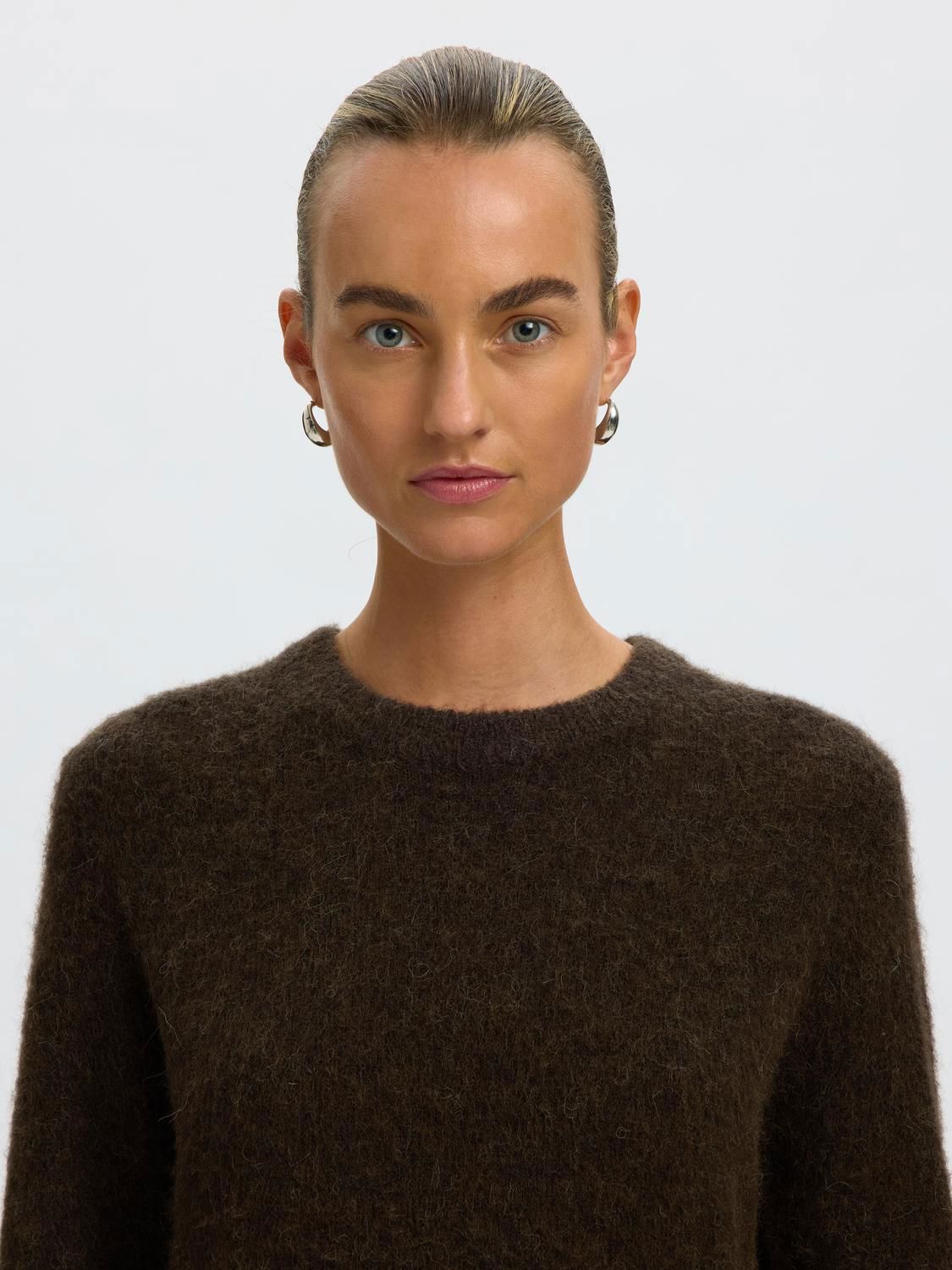 Slwlulu Brushed O-Neck Ls Dress Noos Brun