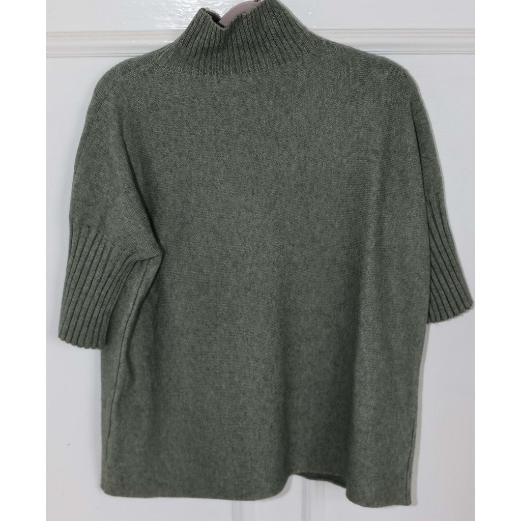 Highneck shortsleeved knit Army Grønn