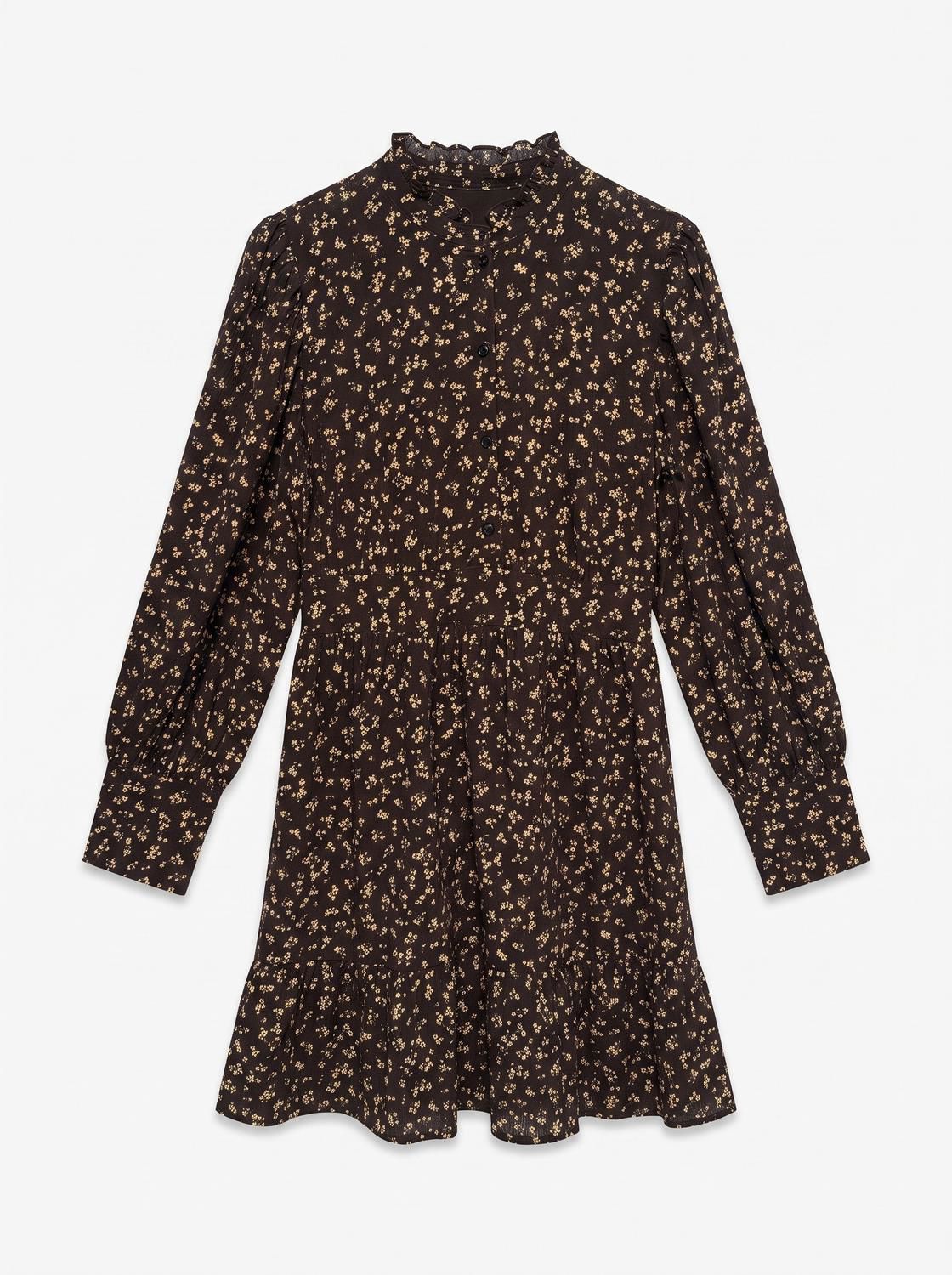 Awnoelle Ls High Neck Short Dress Brun