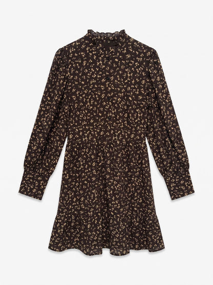 Awnoelle Ls High Neck Short Dress Brun