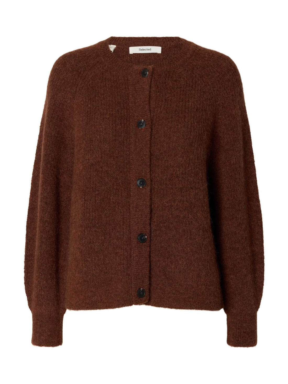 Slwlulu Ls Knit Short Cardigan Noos Brun Melert