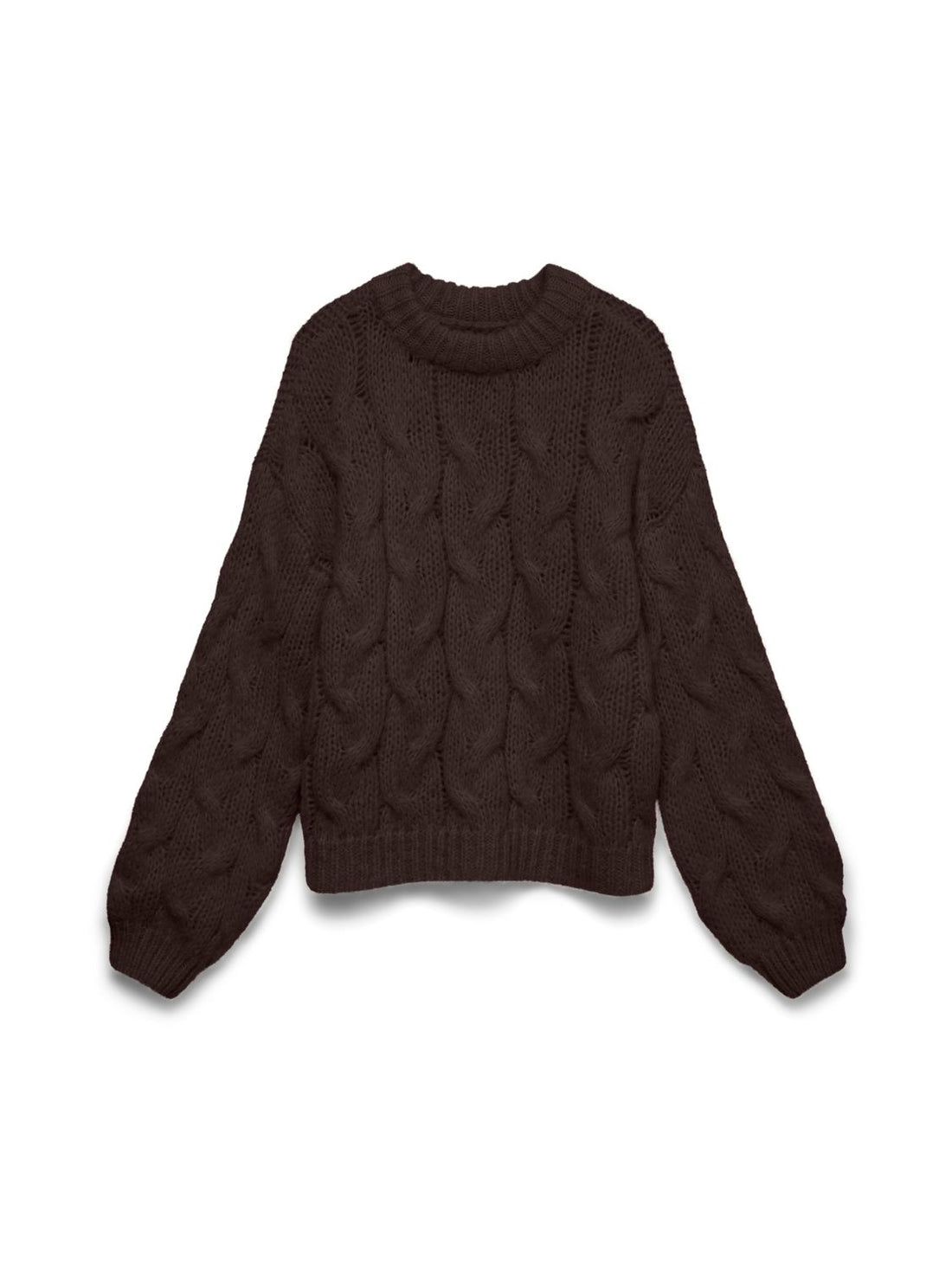 Vmmaybe Ls High Neck Cable Pullover Noos Brun