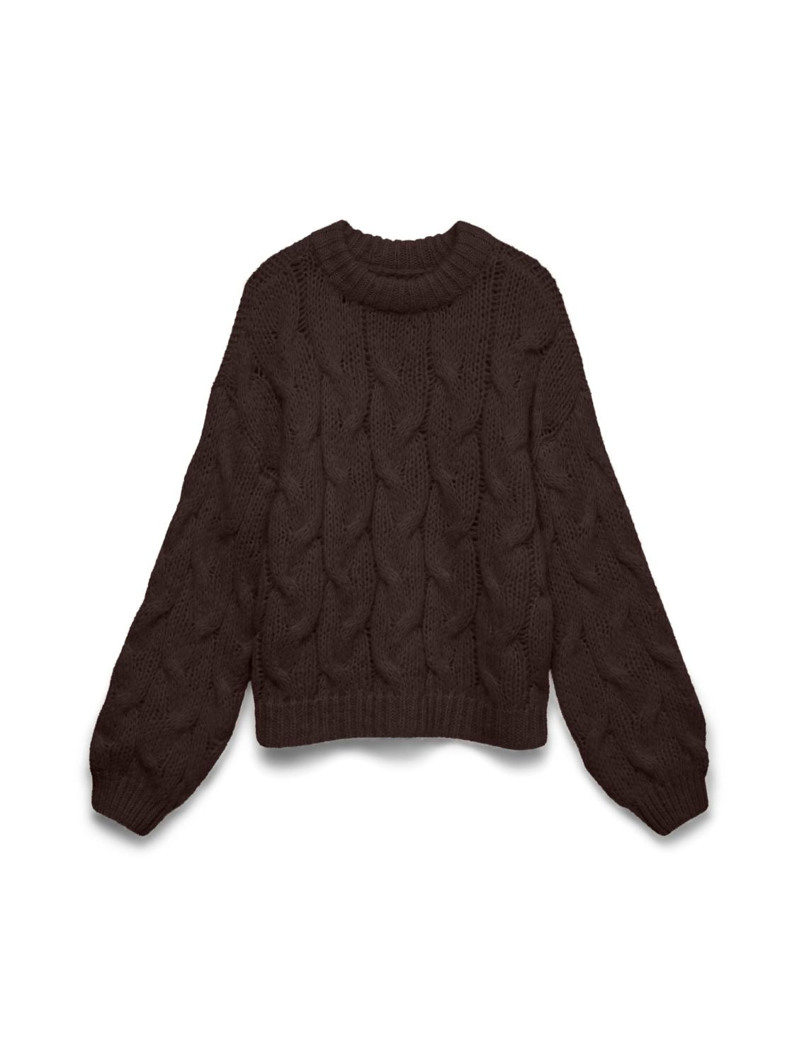Vmmaybe Ls High Neck Cable Pullover Noos Brun