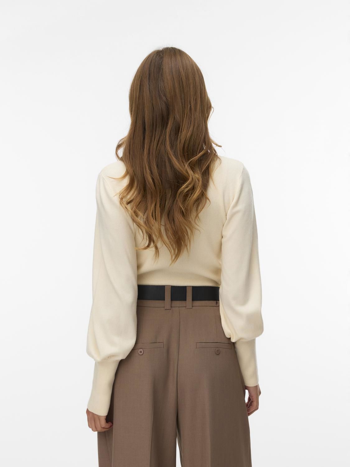 Vmhollykaris Ls Funnelneck Pullover Boo Beige