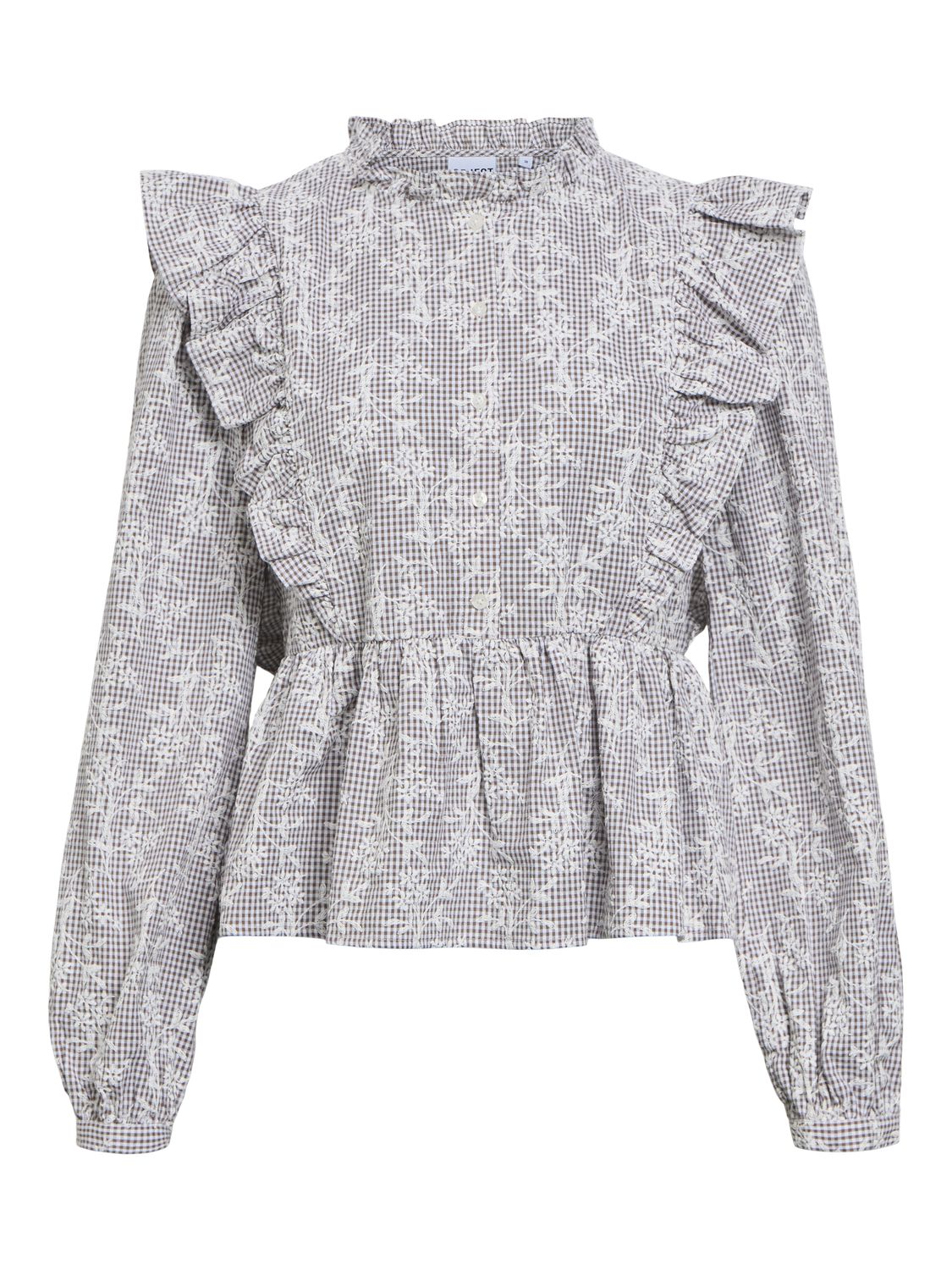 Objciara L/s Re Frill Top Rep Beige