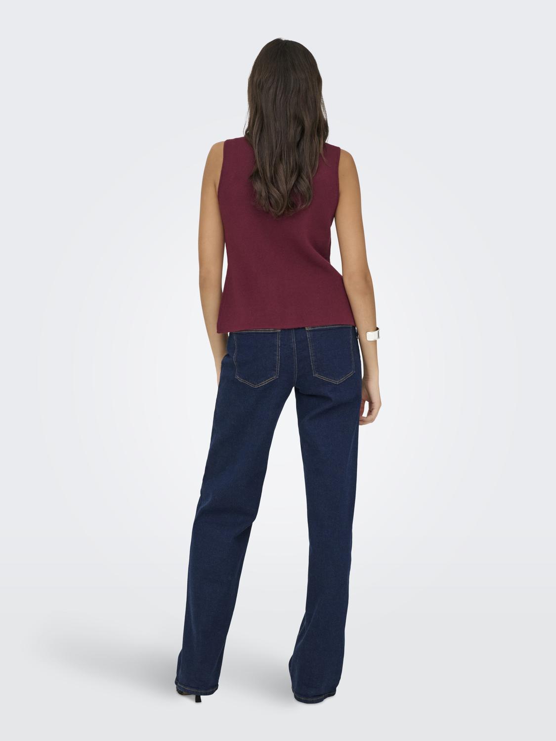 Onlibi Button Sl Vest Cc Knt Burgunder