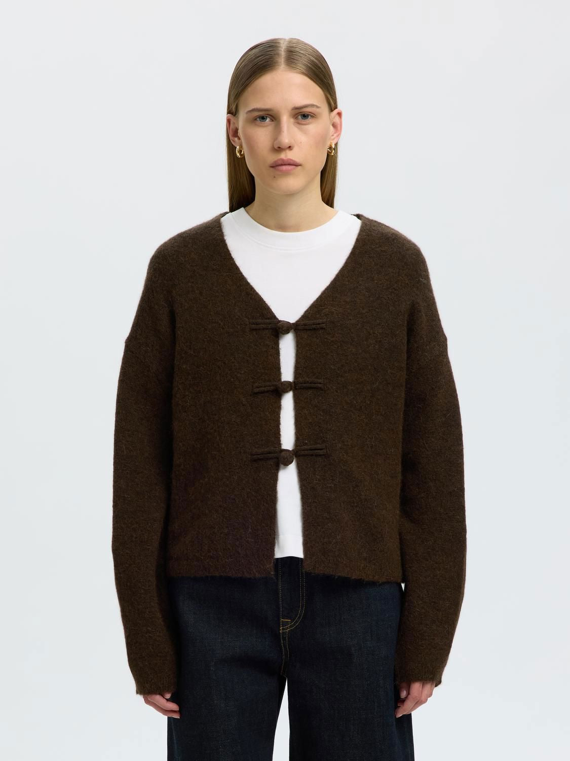 Slwlulu Ls Duffle Knit Cardigan Brun