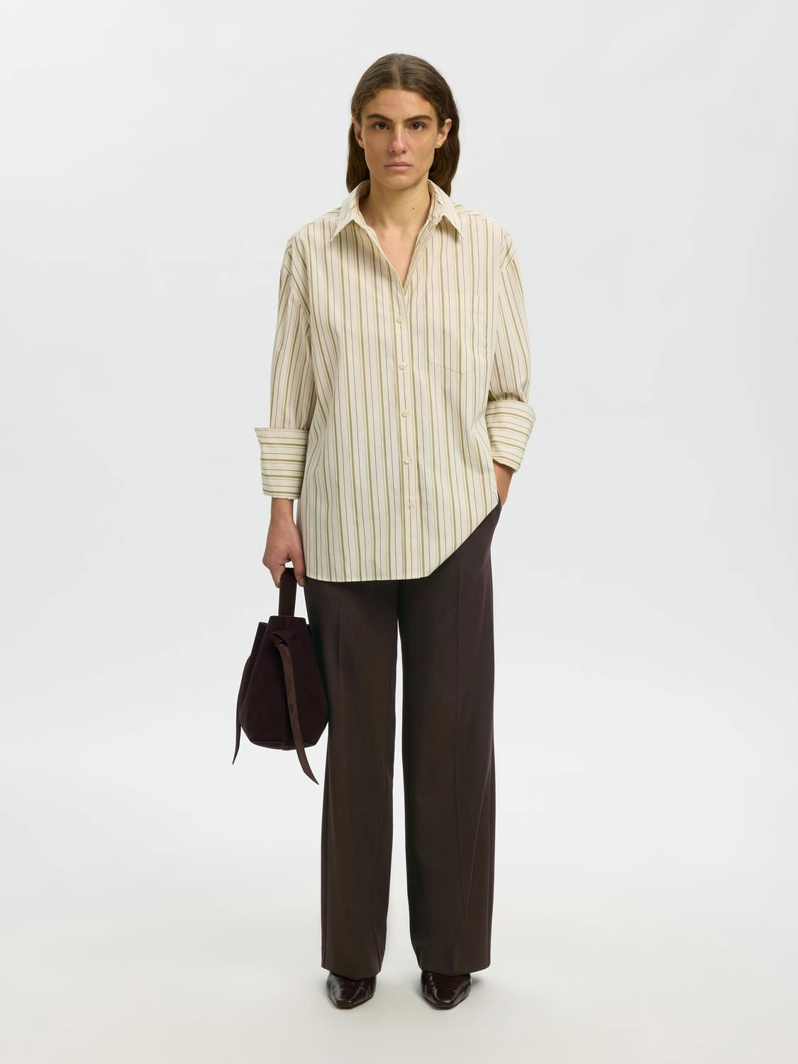 Slwrita Mw Wide Pant Mel Noos Brun