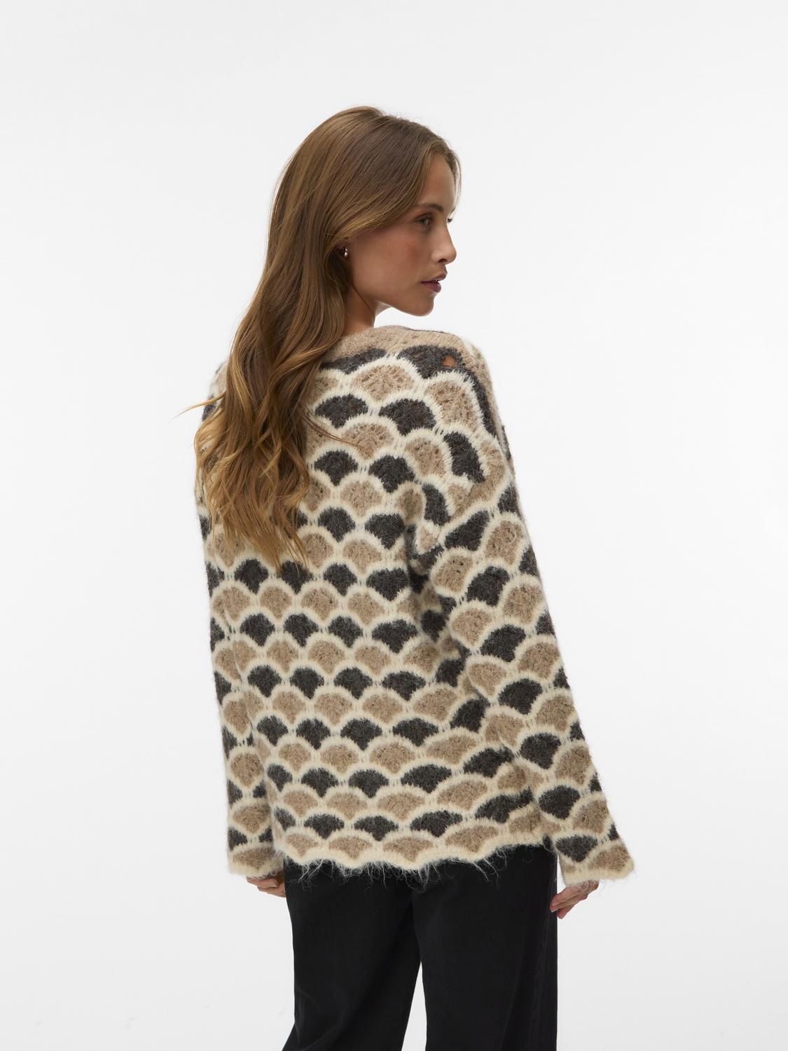 Vmannabelle Ls O-Neck Pullover Boo Beige