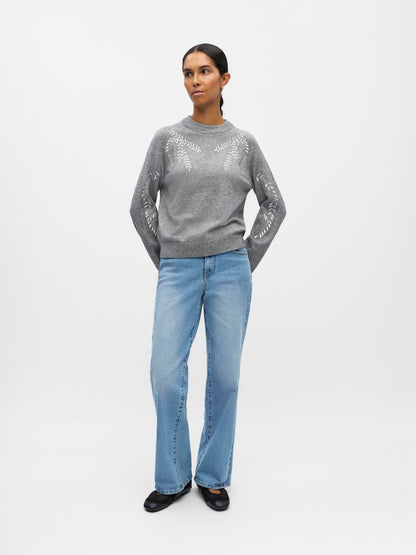 Objlaney Rubin Ls Pullover Noos Mellomgrå