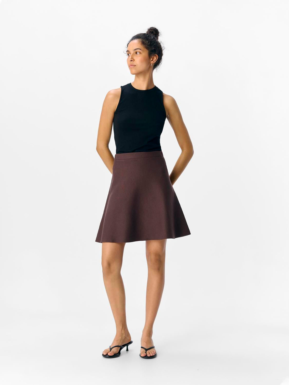 Objreynard Hw Short Knit Skirt Noos Brun