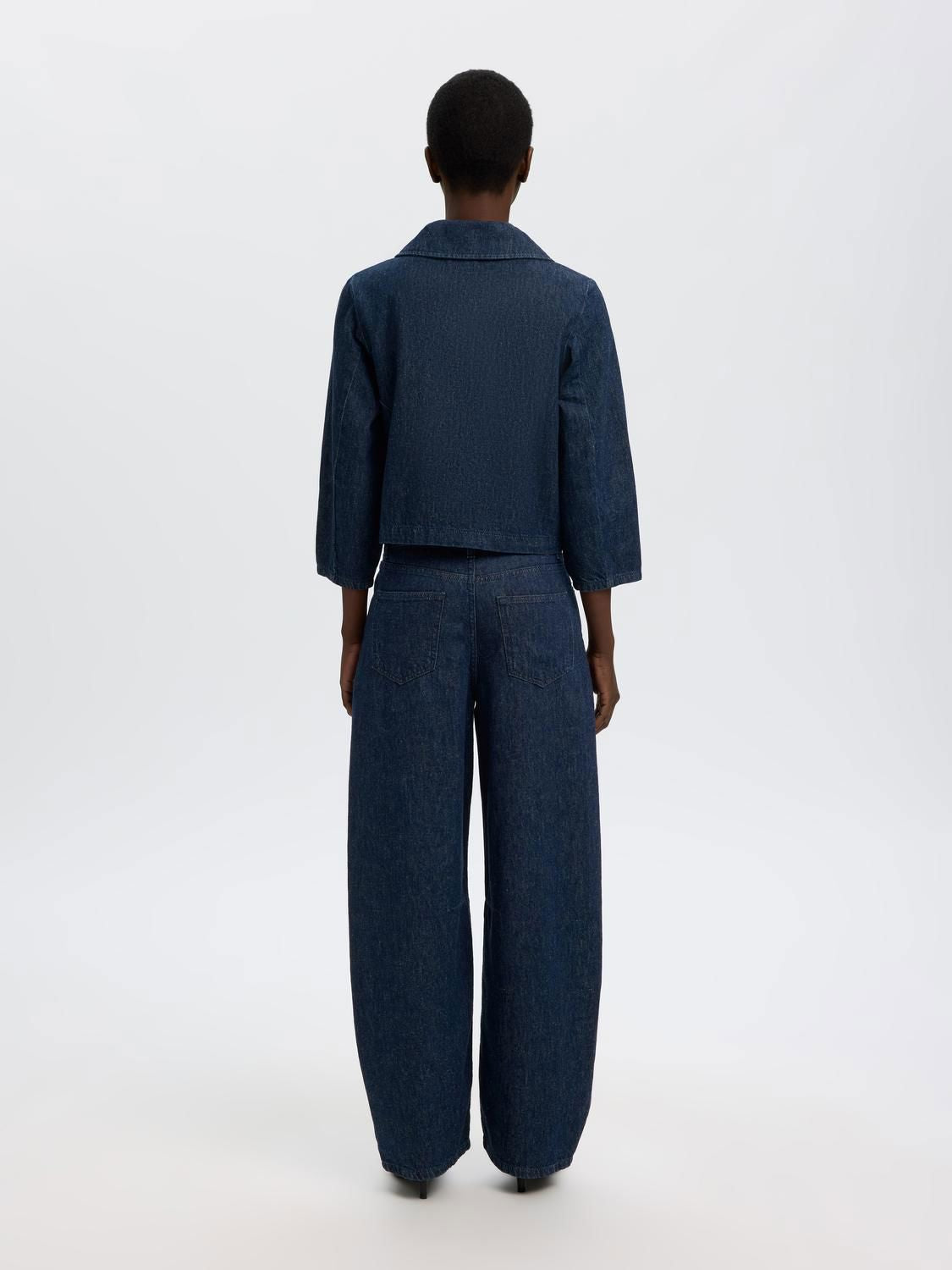 Slfrelaxed Hanny 3/4 Denim Jacket Blå